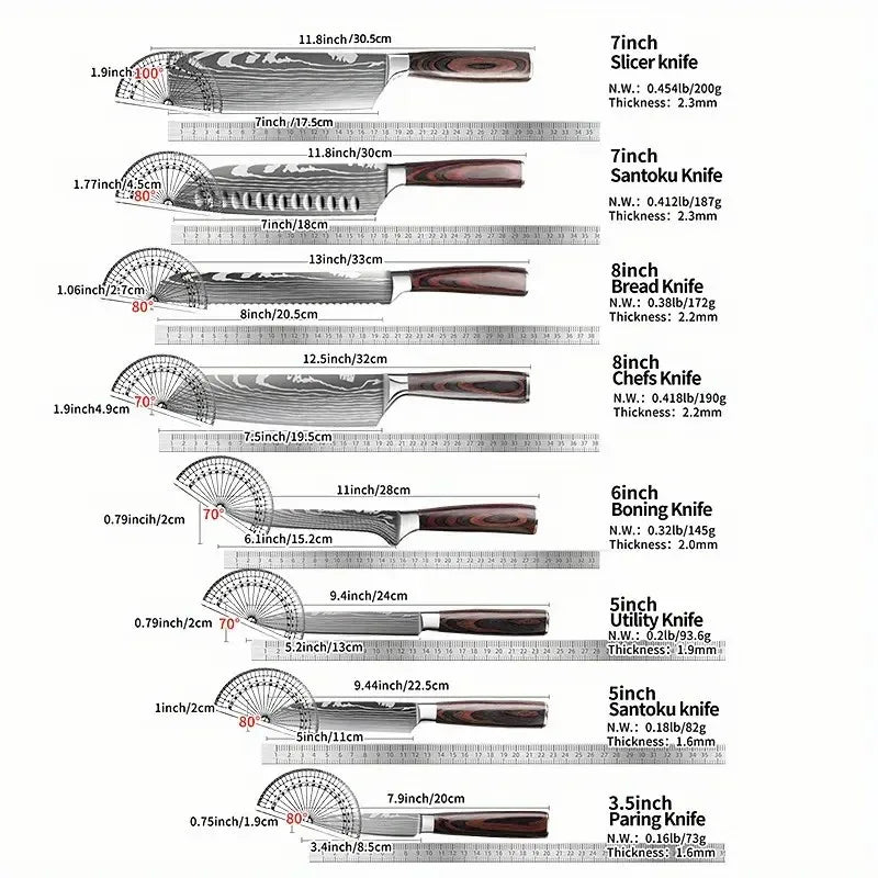 8-Piece Kitchen Knife Set – Stainless Steel with Pakkawood Handle