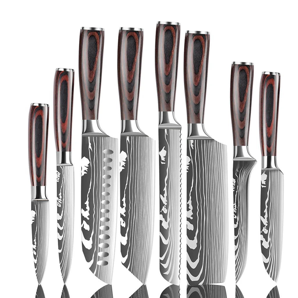 8-Piece Kitchen Knife Set – Stainless Steel with Pakkawood Handle