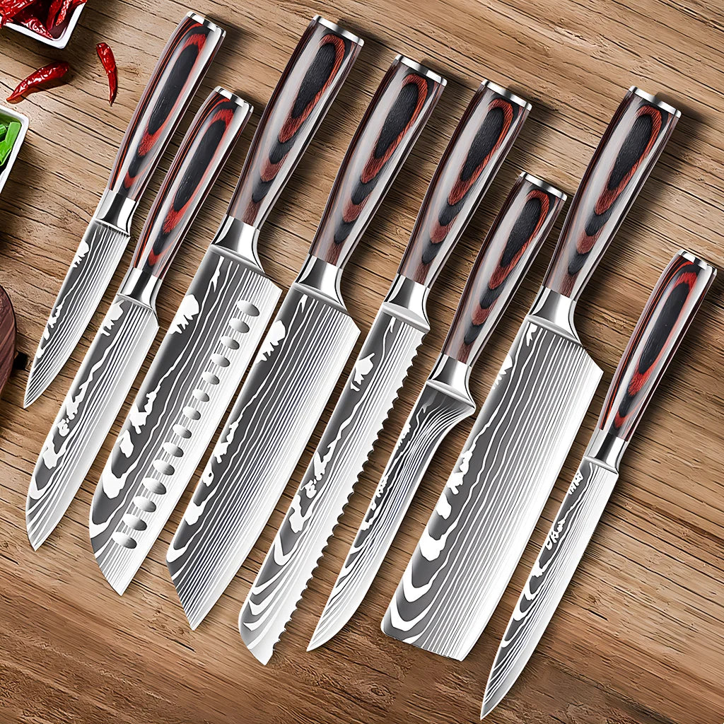 8-Piece Kitchen Knife Set – Stainless Steel with Pakkawood Handle