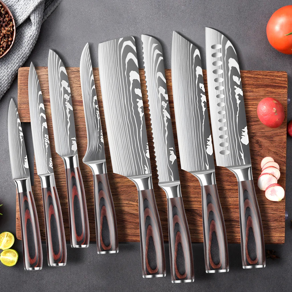 8-Piece Kitchen Knife Set – Stainless Steel with Pakkawood Handle