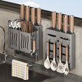 Wall-Mounted Kitchen Organizer – Knife, Cutting Board & Utensil Rack