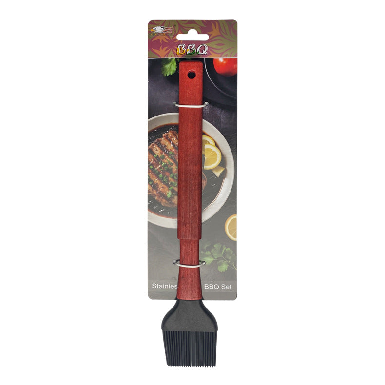 Stainless Steel BBQ & Baking Tools Set – Wooden Handle Grill Accessories with Carry Bag