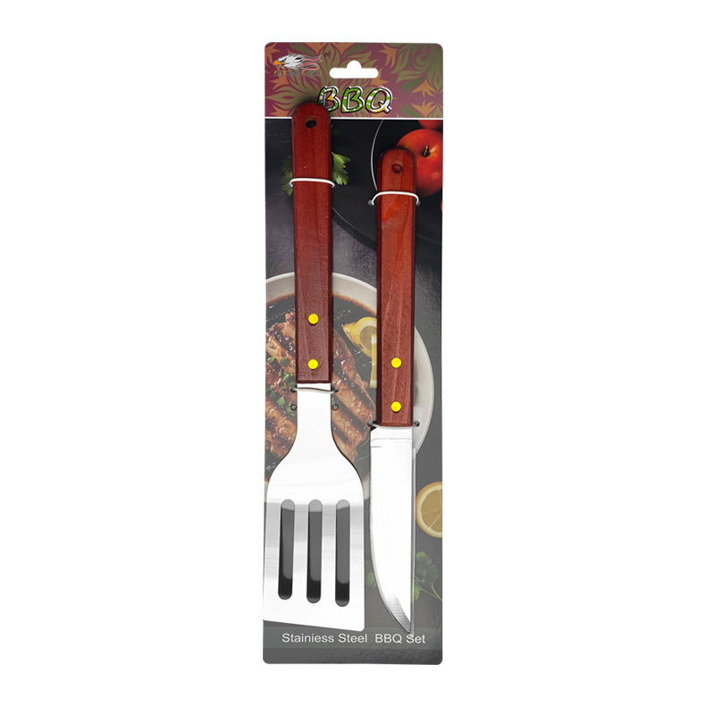Stainless Steel BBQ & Baking Tools Set – Wooden Handle Grill Accessories with Carry Bag
