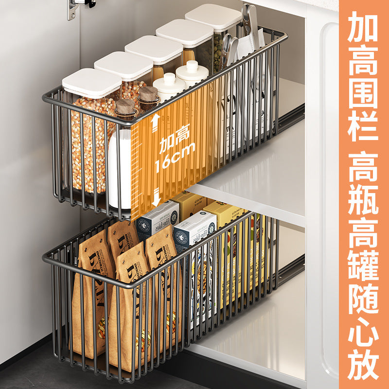 Pull-Out Cabinet Storage Basket – Kitchen Drawer Organizer