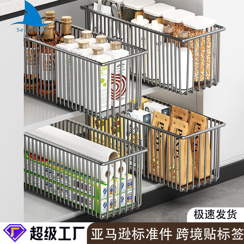 Pull-Out Cabinet Storage Basket – Kitchen Drawer Organizer