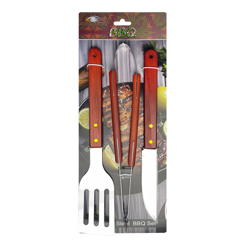 Stainless Steel BBQ & Baking Tools Set – Wooden Handle Grill Accessories with Carry Bag
