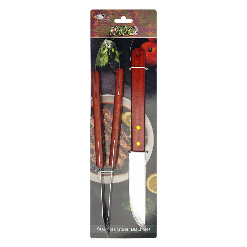Stainless Steel BBQ & Baking Tools Set – Wooden Handle Grill Accessories with Carry Bag