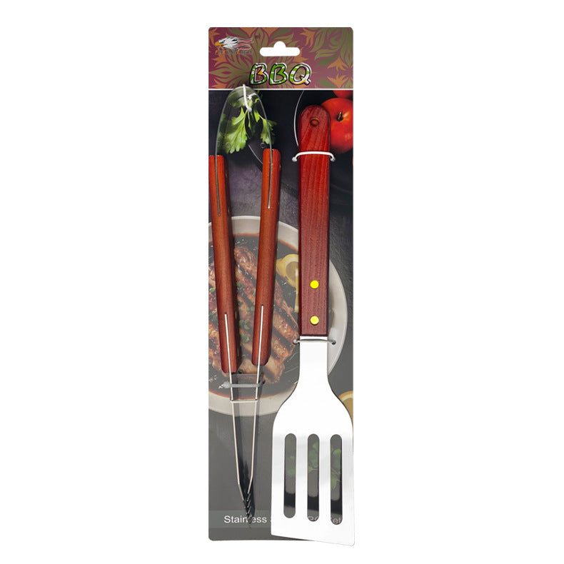Stainless Steel BBQ & Baking Tools Set – Wooden Handle Grill Accessories with Carry Bag