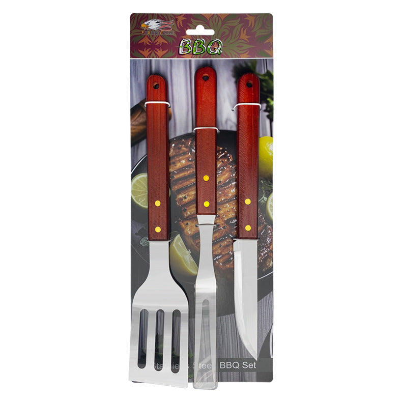 Stainless Steel BBQ & Baking Tools Set – Wooden Handle Grill Accessories with Carry Bag