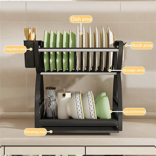 Kitchen Storage Rack – Bowl, Dish & Chopstick Organizer with Drain Rack