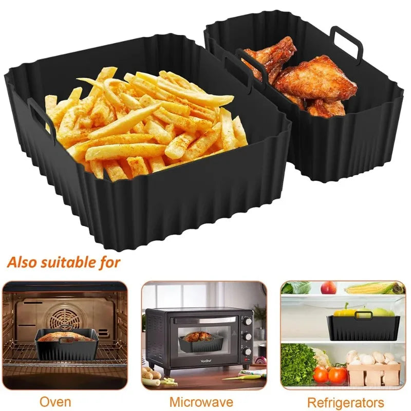 Reusable Silicone Air Fryer Liner — Dual Basket (6L/3L)