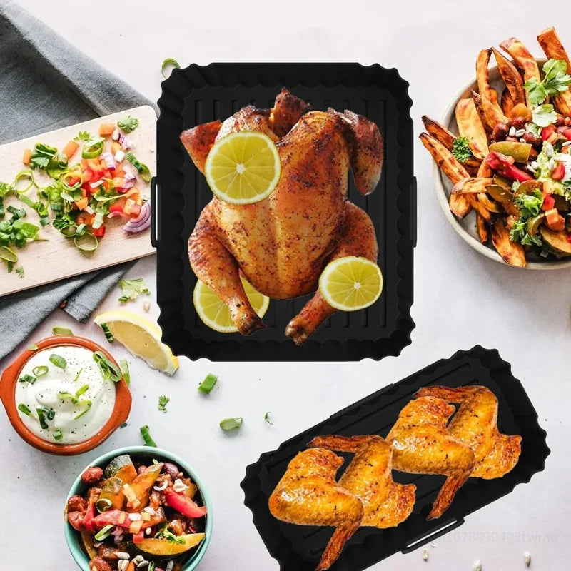 Reusable Silicone Air Fryer Liner — Dual Basket (6L/3L)