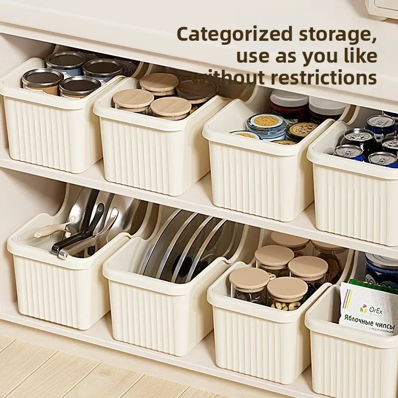 Kitchen Storage Box with Wheel Lid Rack