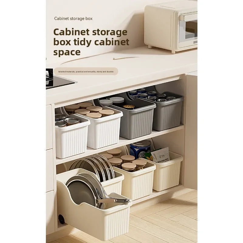 Kitchen Storage Box with Wheel Lid Rack