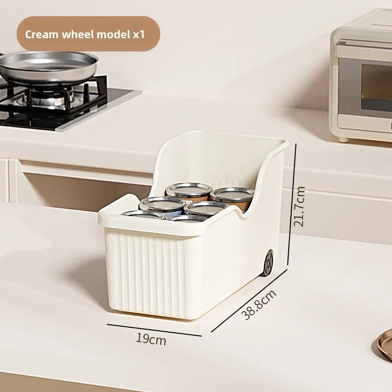 Kitchen Storage Box with Wheel Lid Rack
