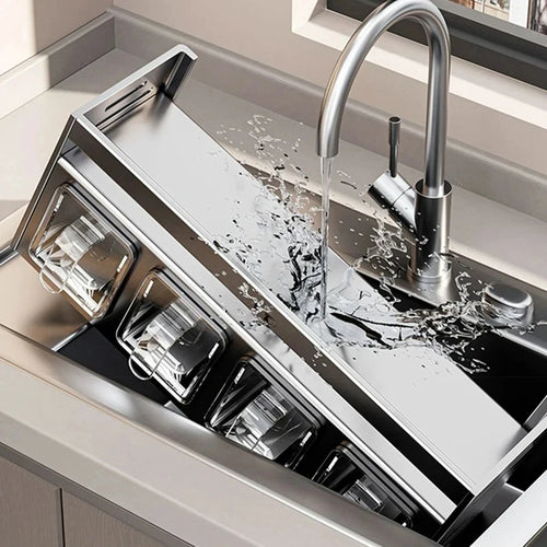 Kitchen wall storage organizer with sturdy stainless steel frame, wall mounted for spice box, jar and daily kitchen storage