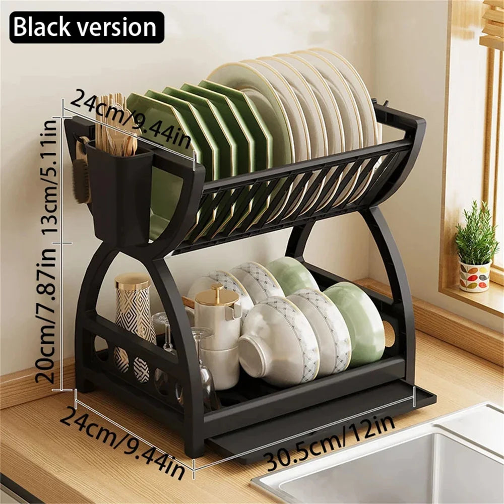 Kitchen Storage Rack – Bowl, Dish & Chopstick Organizer with Drain Rack