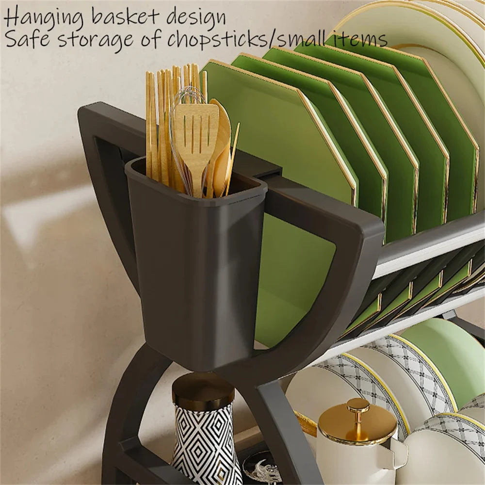 Kitchen Storage Rack – Bowl, Dish & Chopstick Organizer with Drain Rack