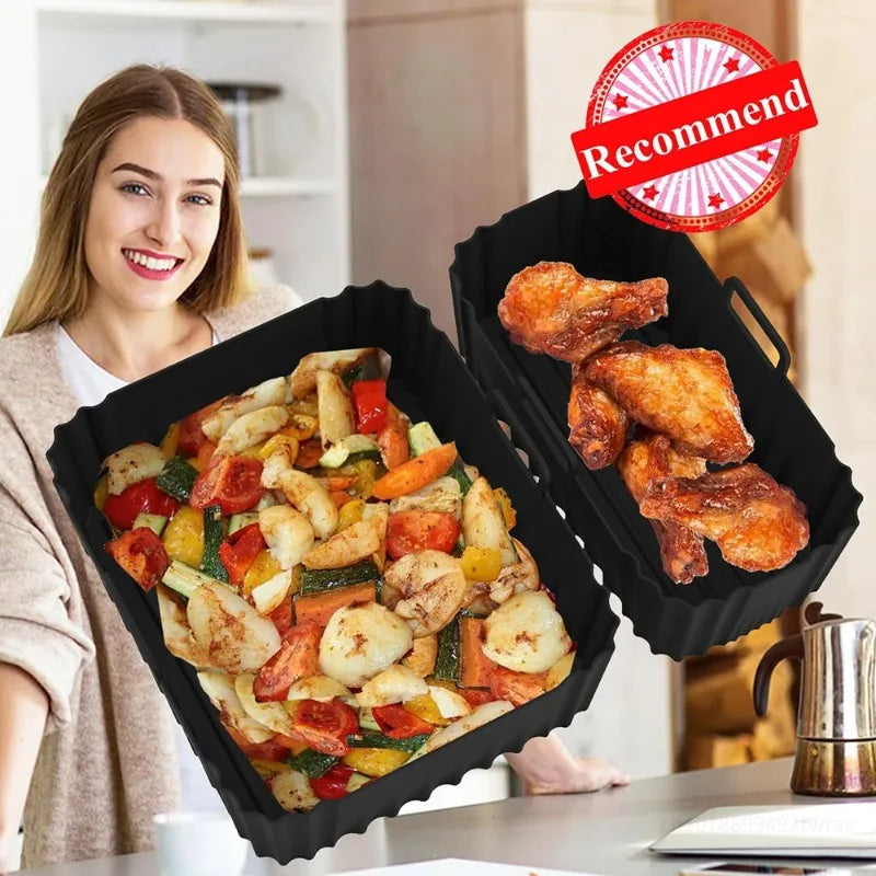 Reusable Silicone Air Fryer Liner — Dual Basket (6L/3L)