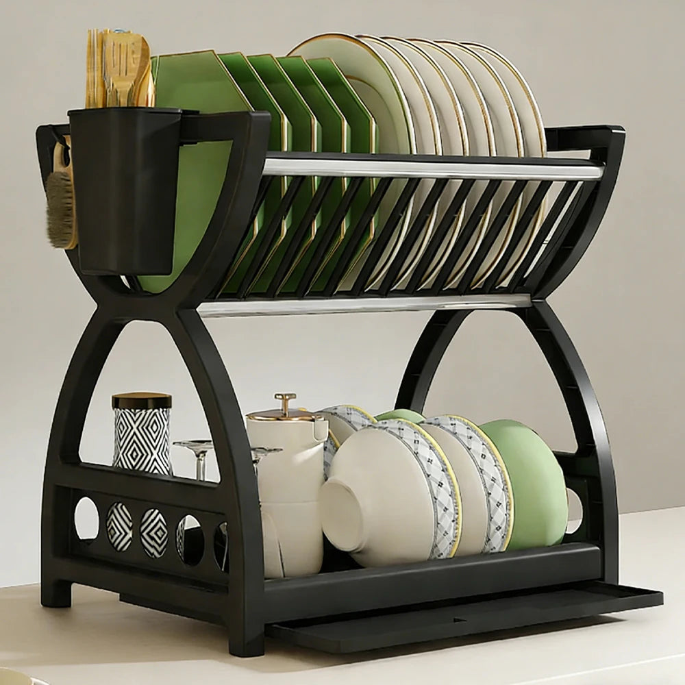 Kitchen Storage Rack – Bowl, Dish & Chopstick Organizer with Drain Rack