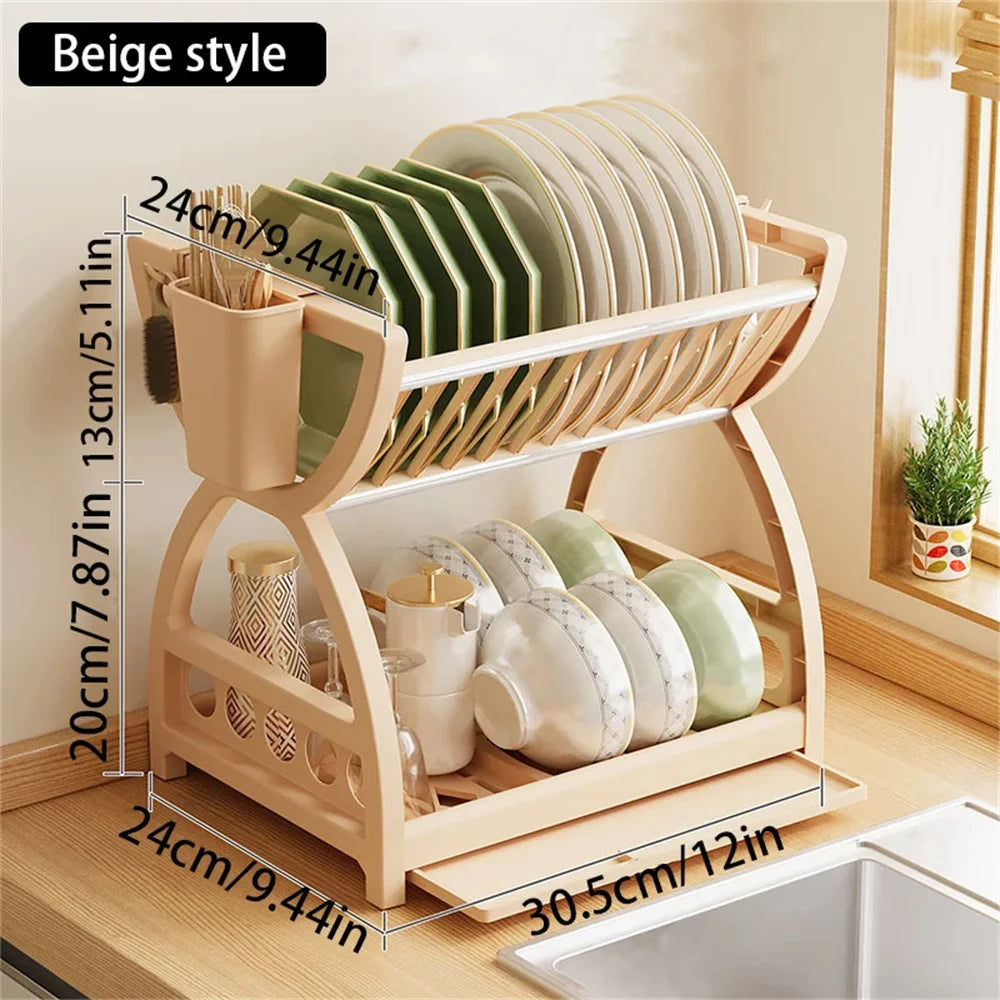 Kitchen Storage Rack – Bowl, Dish & Chopstick Organizer with Drain Rack
